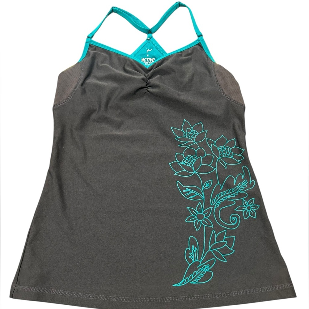 Old Navy Gray and Teal Athletic Tank Top